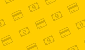 Amber currency themed background with money and credit card icons