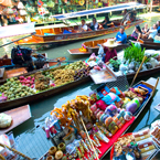 Colourful river market in Bangkok, Thailand