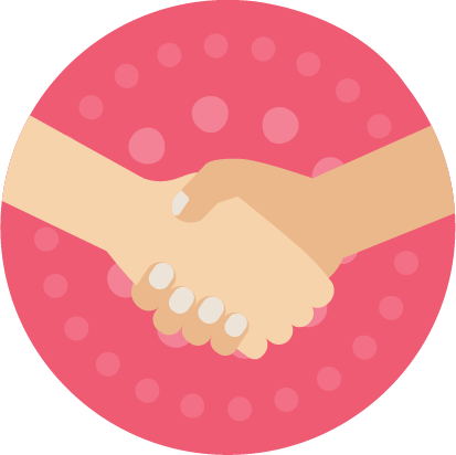 Two hands shaking to symbolize support and advice