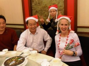 TEFL teachers with christmas hat on