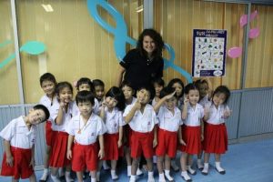 Jess with Thai students