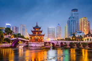 China city skyline at nighttime