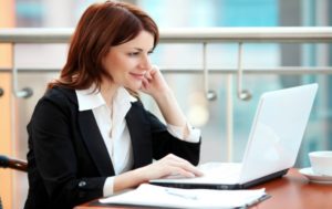 Woman working on laptop