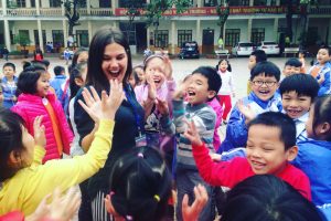 TEFL teacher in Vietnam with her students