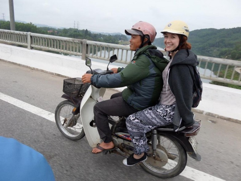 Christina on a motorbike