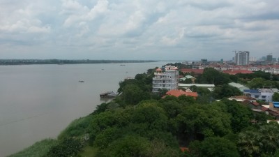 Hotel overlooking the Mekong river in Phnom Penh, Cambodia