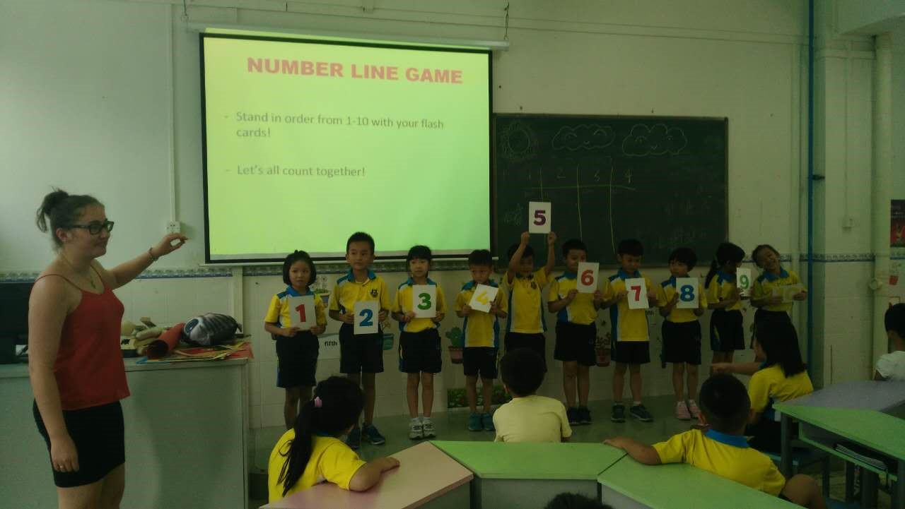 i-to-i intern Danni at school teaching a lesson at school in Foshan, China