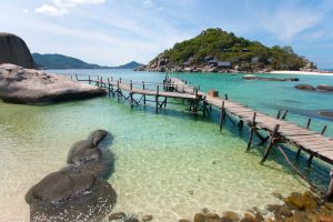 Sea at Nang Yuan island Koh Tao Thailand.