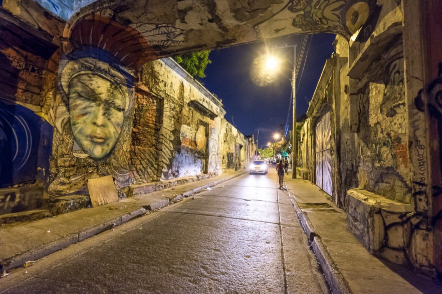 A street in Colombia at night