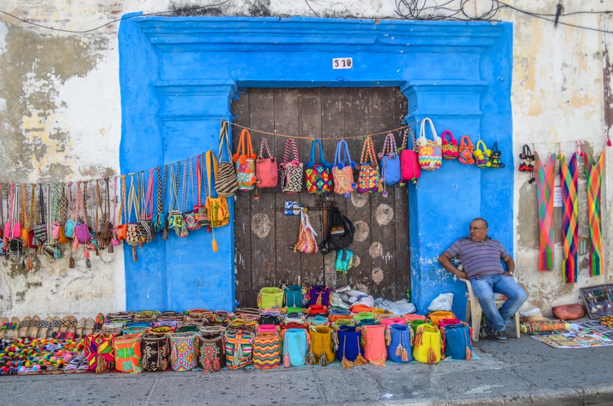 Colourful doorway in Catanega, Colombia 