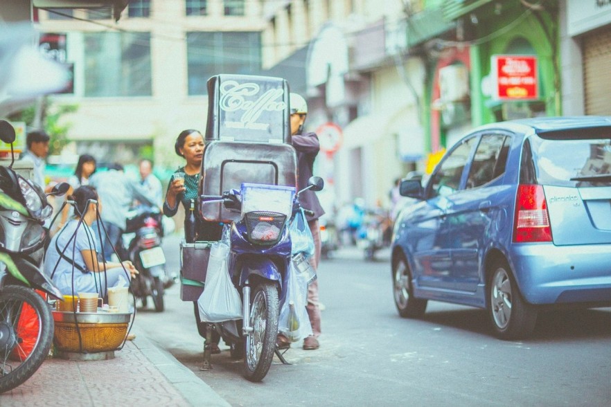 Scooter carrying shopping 