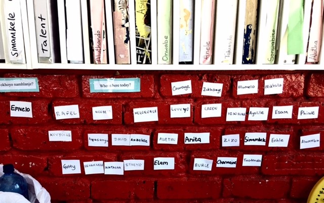 Wall of names in a classroom