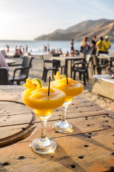 Cocktails on the beach in Colombia