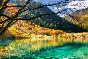 lake with surrounding mountains