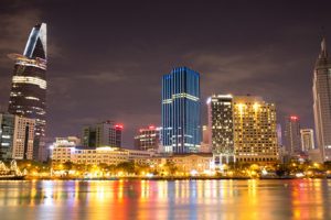 city skyline at nighttime