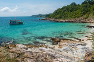 blue sea with boat