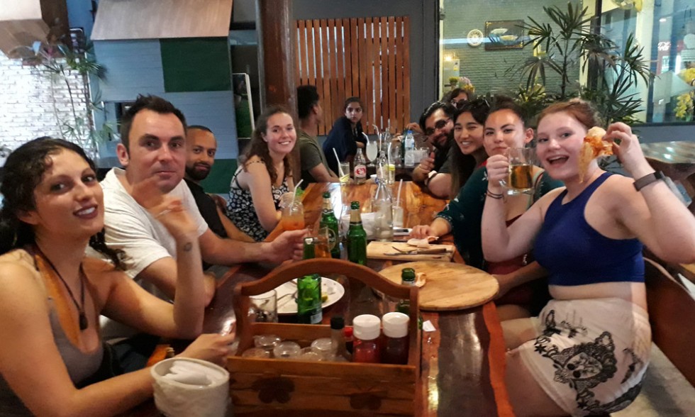 Interns eating in Thailand