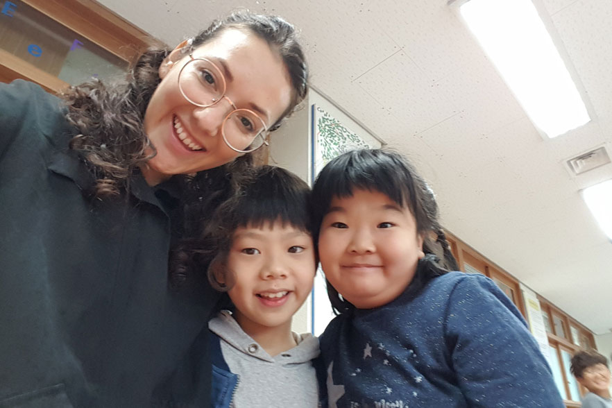 Rocio teaching English in South Korea