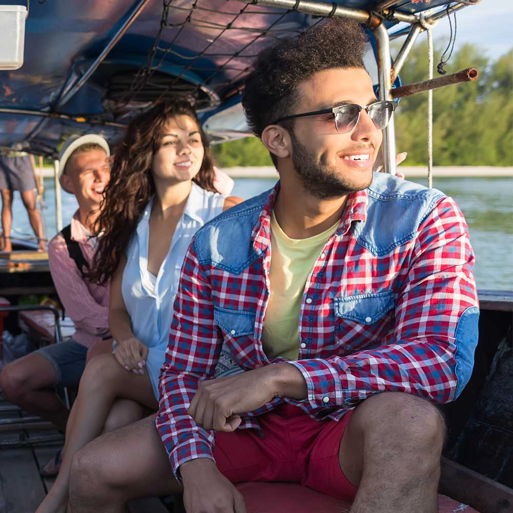 A group of TEFL teachers on a boat