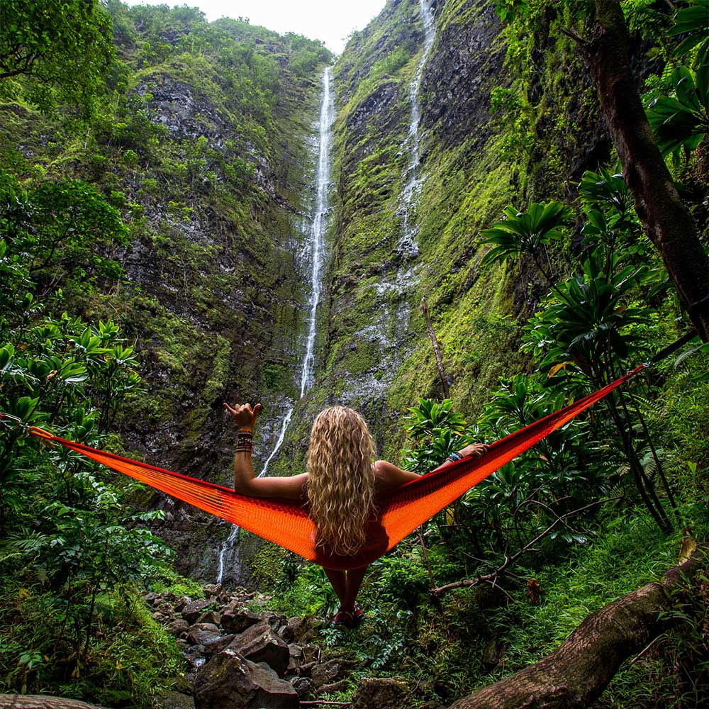 Girl on hammock in djungle abroad