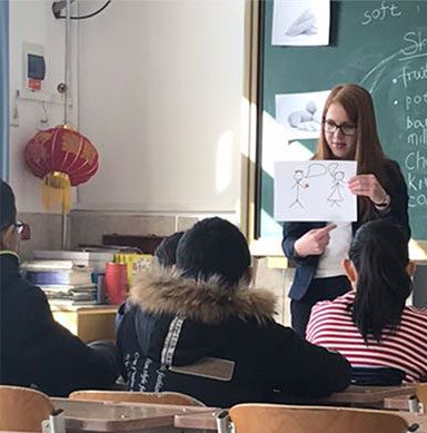 TEFL teacher in classroom with students