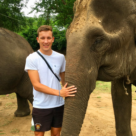 Alex with elephant