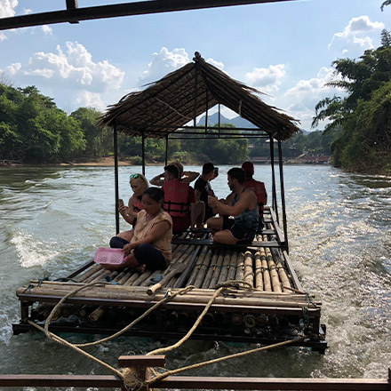 raft on river in thailand