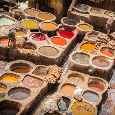 Colourful dye pits in Morocco