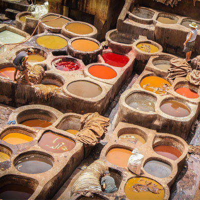 Colourful dye pits in Morocco