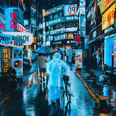 Busy street in South Korea