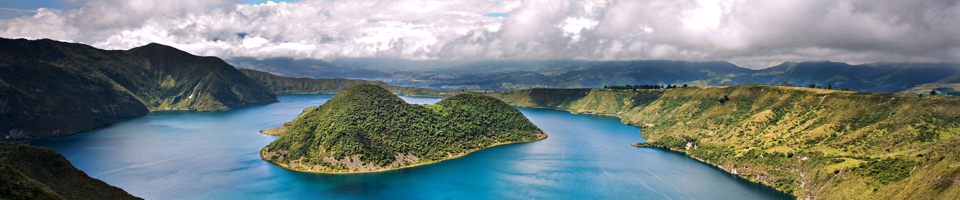 A Green hill and blue water in Ecuador