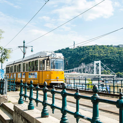 Yellow train in Hungary