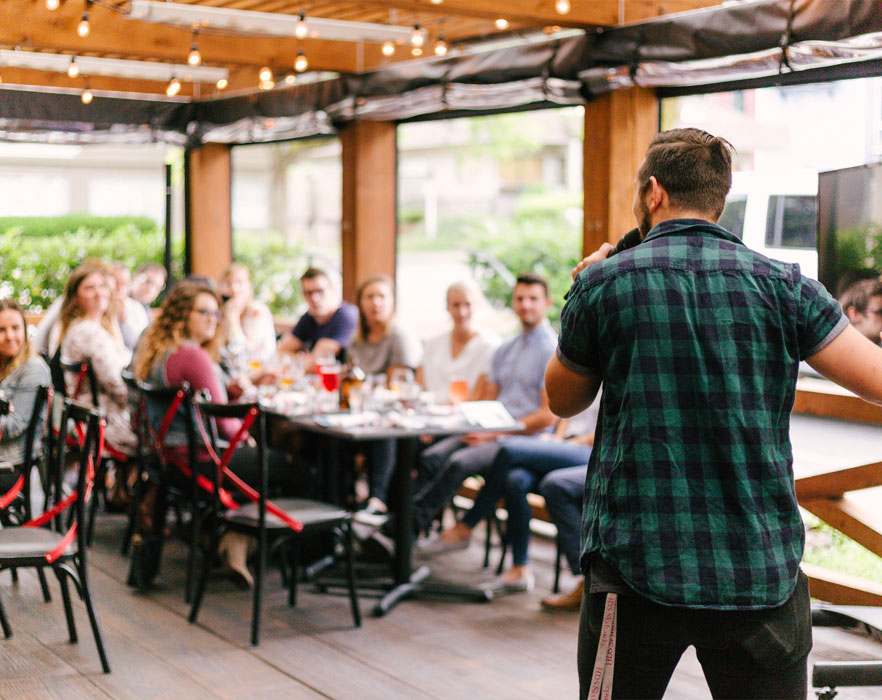 Man speaking to group