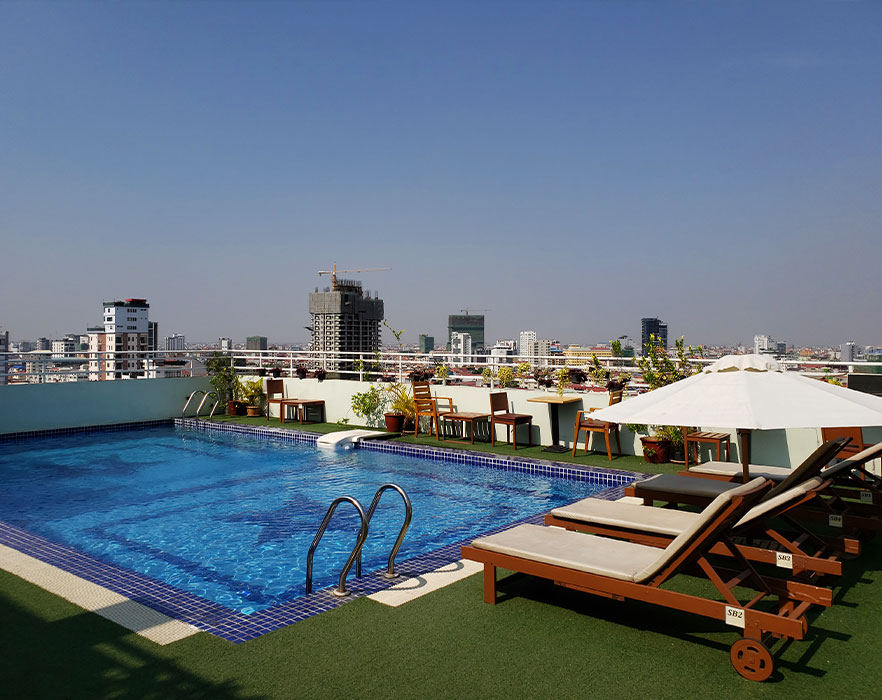 Rooftop pool at the hotel