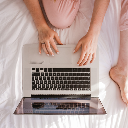 woman working on laptop