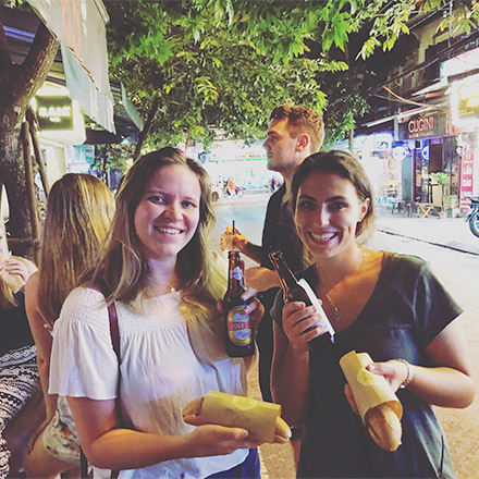 Elizabeth and friend at night market - Vietnam