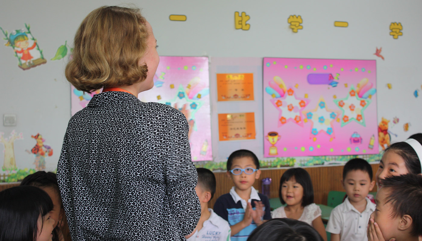 TEFL teacher in classroom - China
