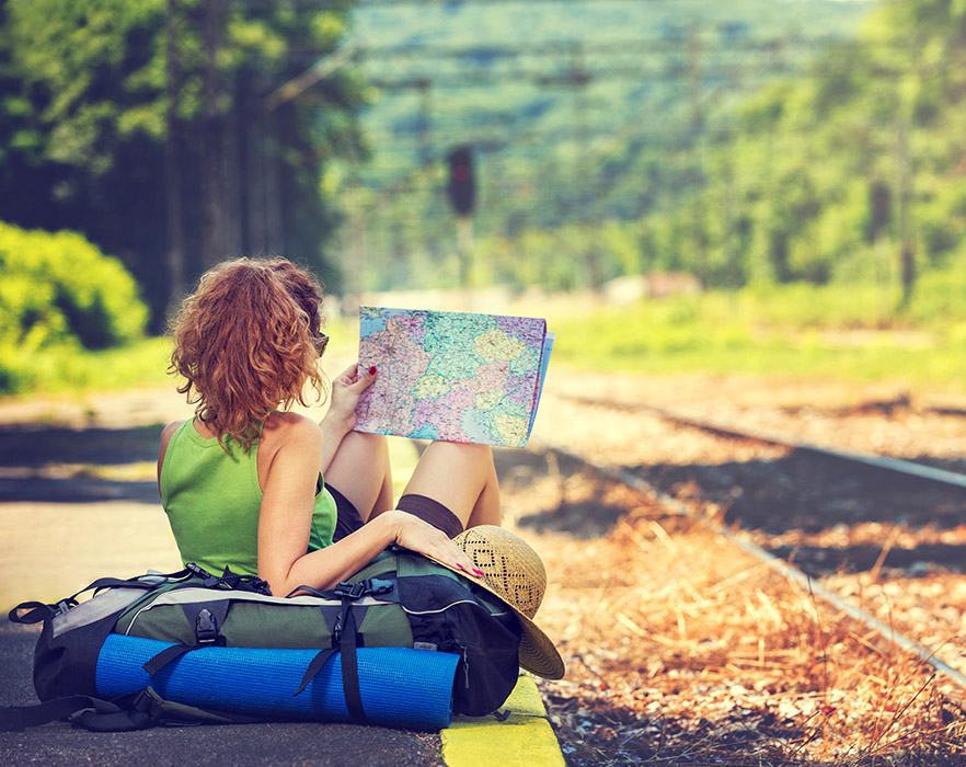 Woman reading map