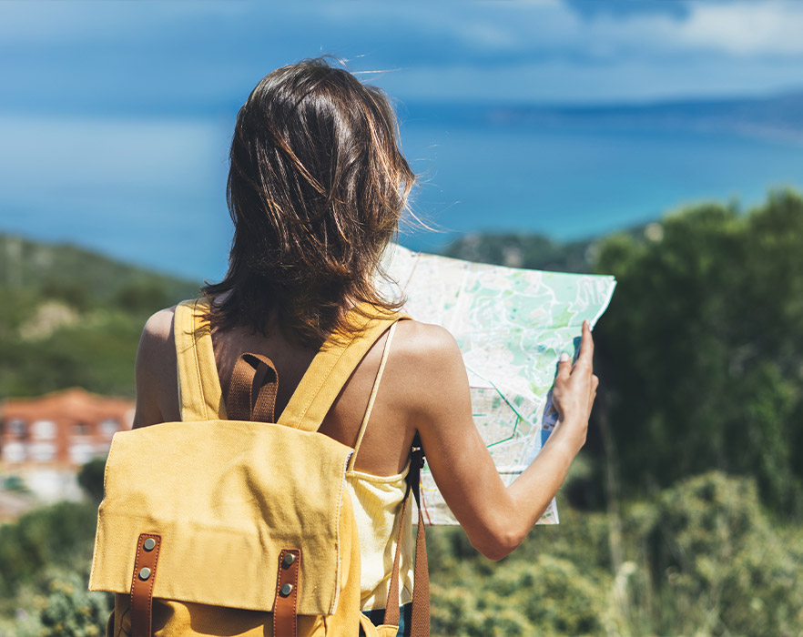 Woman reading map