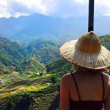 Girl looking out over Vietnam