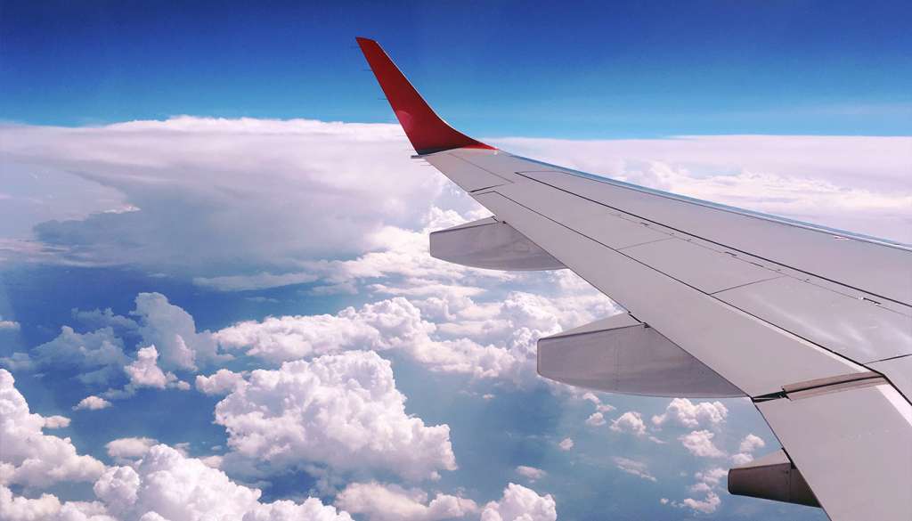 View of clouds from plane window