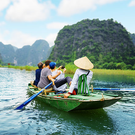 TEFL teachers in boat, Vietnam