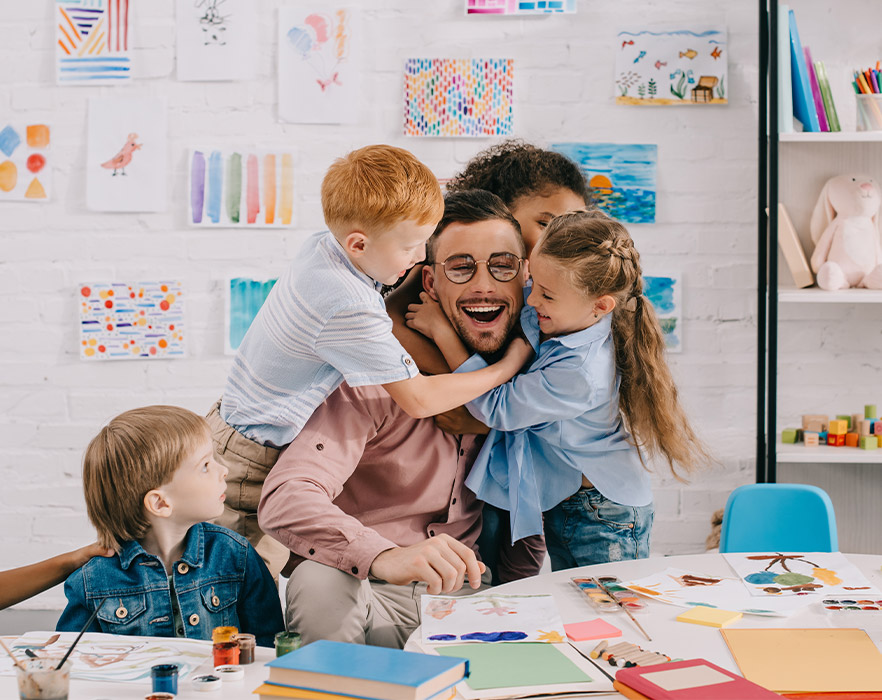 TEFL teacher interacting with students