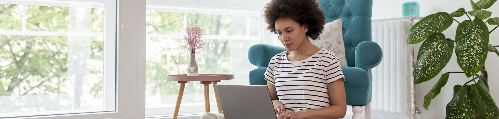 Woman working on laptop