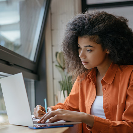 Woman using laptop