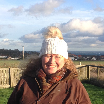 Gill in woolly hat in Scotland