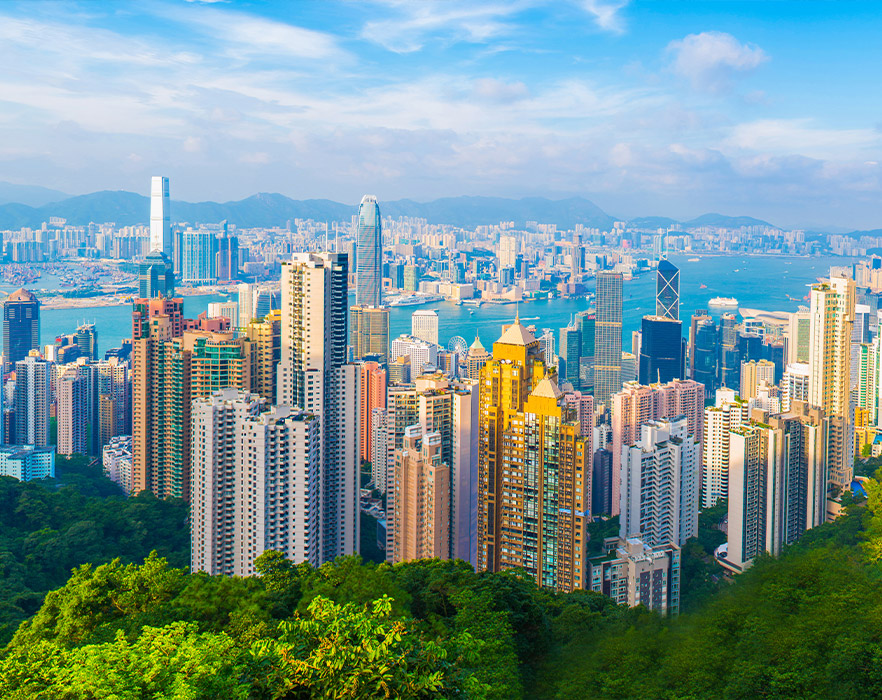 View of Hong Kong city centre from lookout point