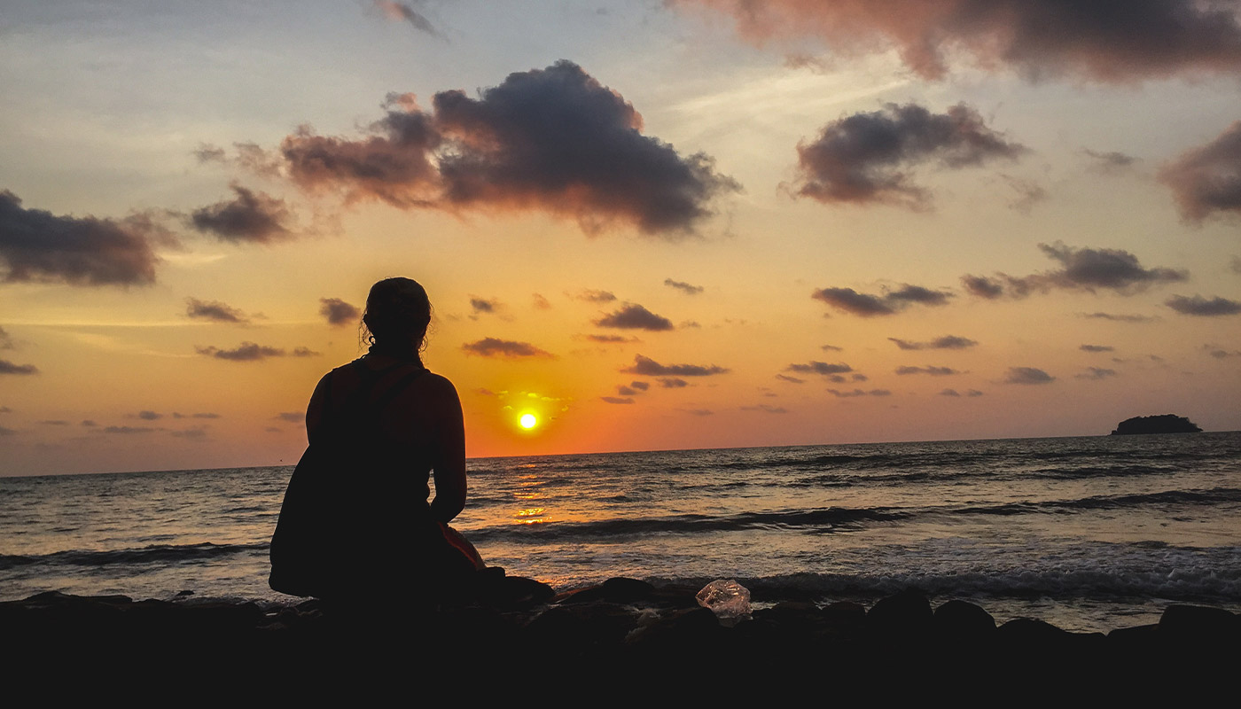 Laura on Thai beach at sunset