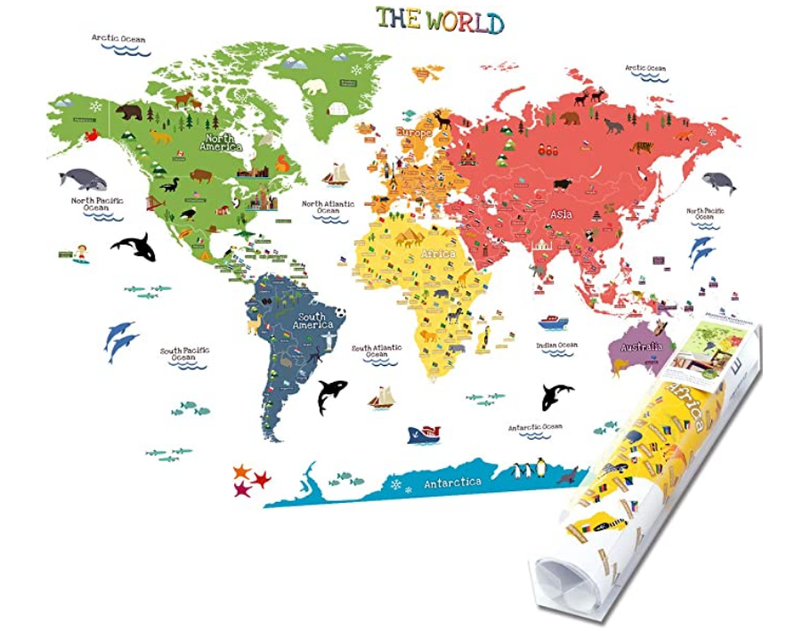 world map wall sticker