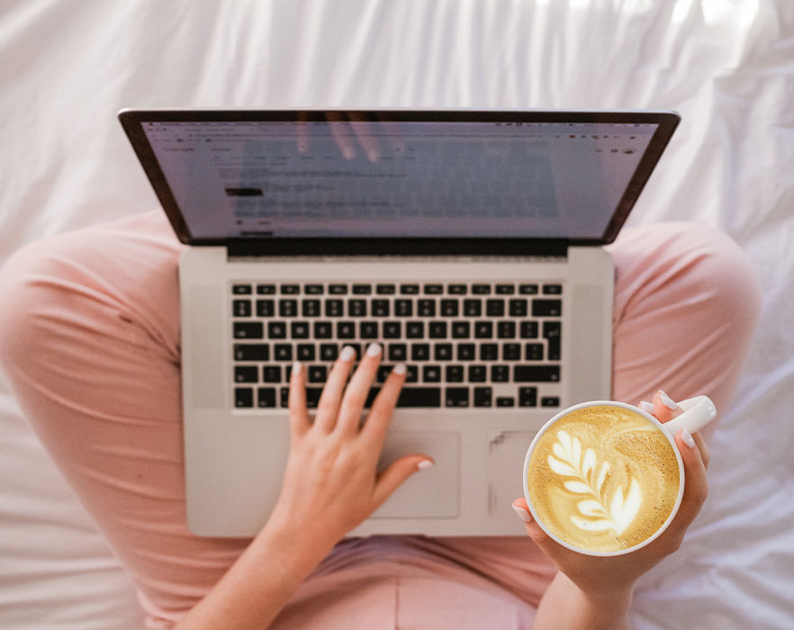woman writing a blog